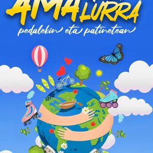 Amagoia, pedalekin eta patinetean