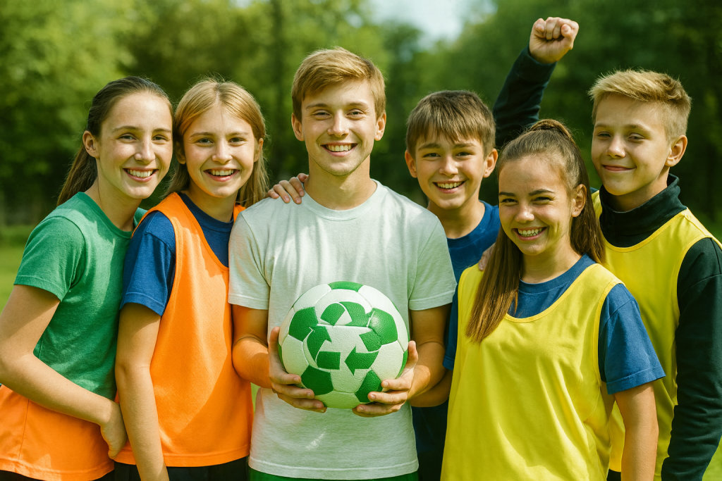 Niños y clubes deportivos participando en las Olimpiadas de Residuos organizadas por Ekoetxea.
